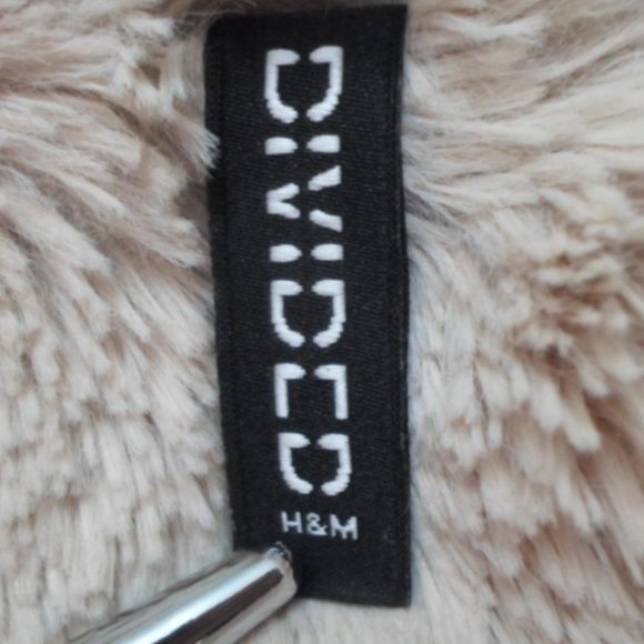 H&M Divided Tan Faux Suede Moto Jacket Full Zip Faux Fur Lined - Picture 6 of 7